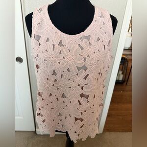 Purple Snow Blush Pink Floral Lace Sleeveless Top